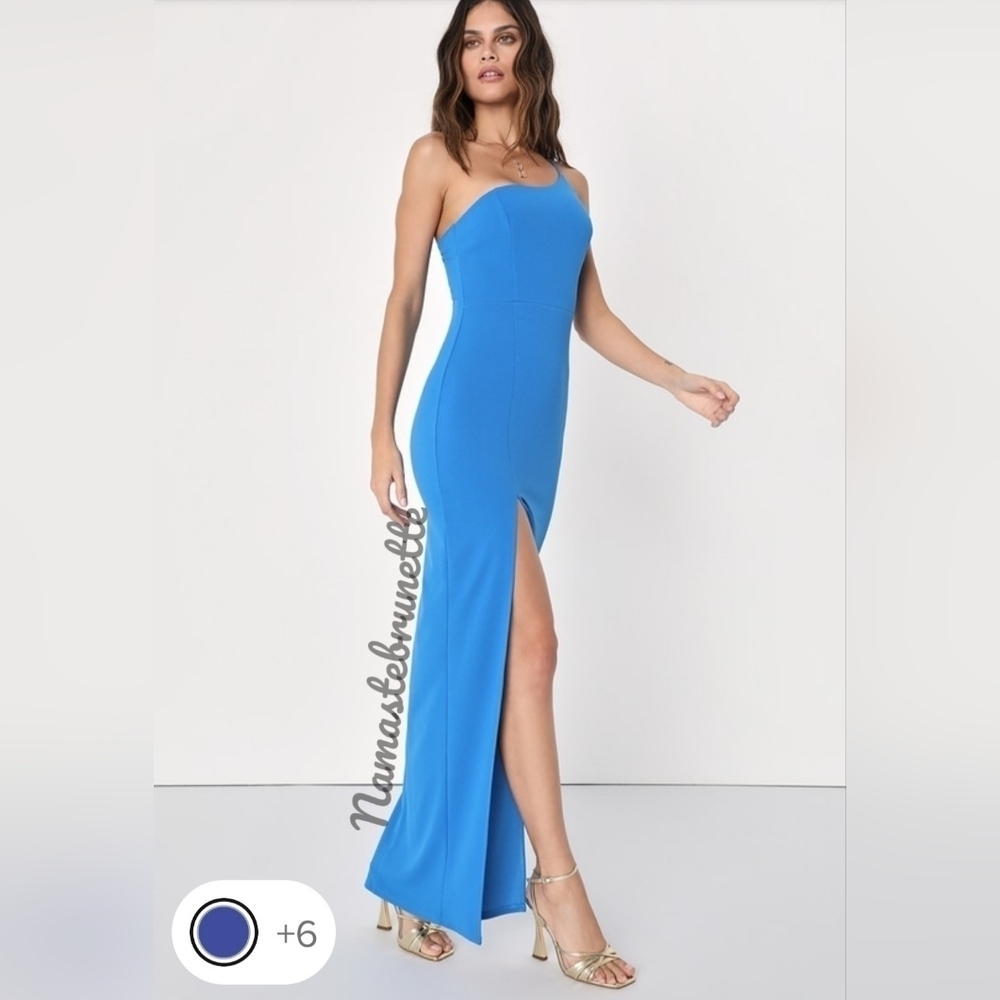 NWT Lulu's XS Blue One Shoulder Maxi Dress